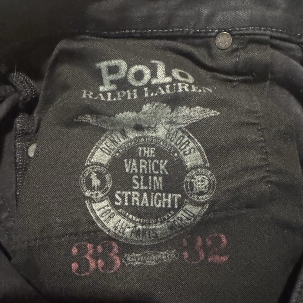 Polo Ralph Lauren The Varick Slim Straight Black Jeans Mens Size 33x32 Denim - Picture 7 of 9